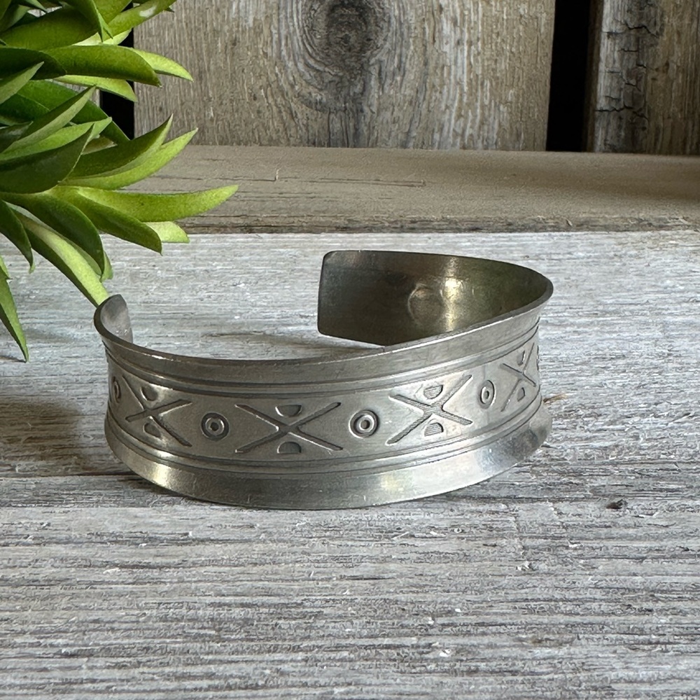 JorgenJensen Pewter Cuff Bracelet w/ Native MCM Denmark Danish Design